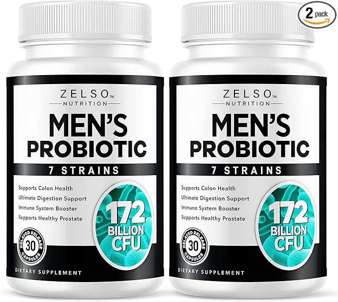 ZELSO (2 Pack) Probiotic for Men 175 Billion CFU Probiotic Supplement Designed for Men's Health 2 Month Supply