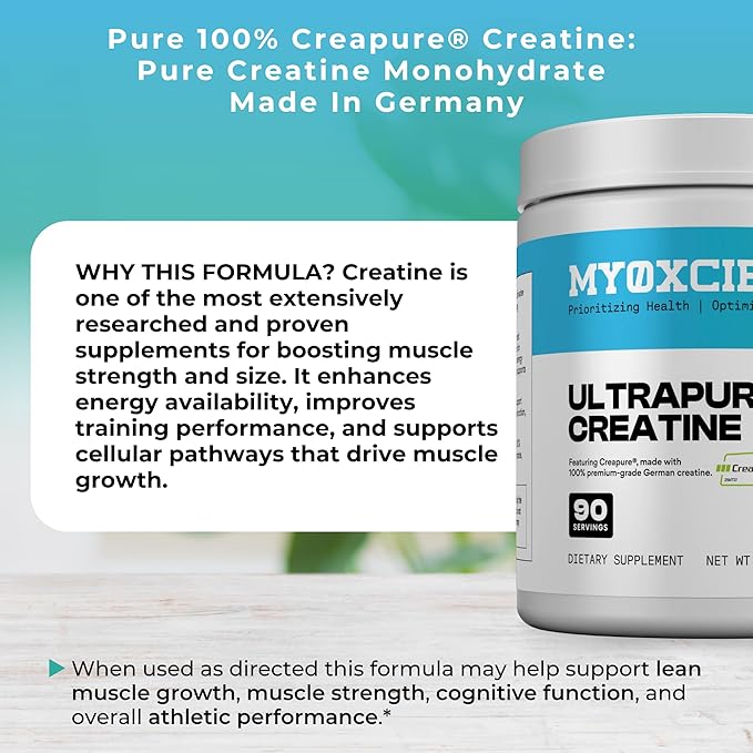MYOXCIENCE Creapure® Creatine | 5 Grams German Creatine Monohydrate Per Serving | Supports Muscle Performance Lean Body Mass &amp Cognition (90 Serving Jar)