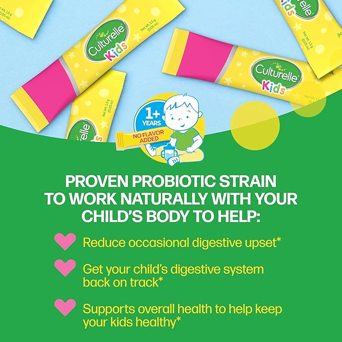 Culturelle Kids Daily Probiotic Packets for Kids (Ages 3+) - 50 Count – From the #1 Pediatrician-Recommended Brand – Flavorless Daily Probiotics for Digestive Health &amp Immune Support