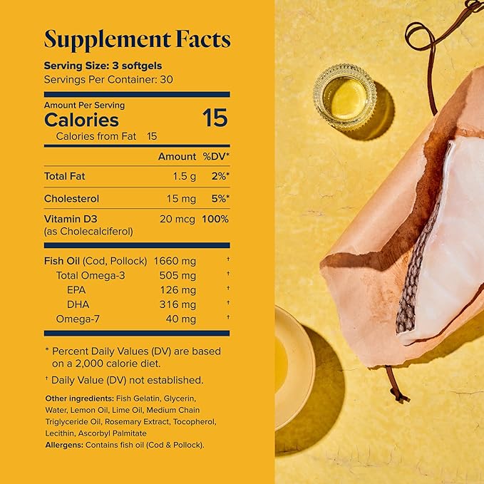 LifeVantage - Omega+ - Supplement 3-in-1 Blend of Omega-3 &amp 7 Vitamin D and for Brain Cardiovascular Skin Health and Immunity - 90 Softgels