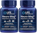 Life Extension Neuro-Mag Magnesium L-Threonate Memory Health Quick Thinking Cognitive Health Support Vegetarian Non-GMO 90 Vegetarian Capsules (144 mg from 2000 mg Magtein Magnesium (Pack of 2)