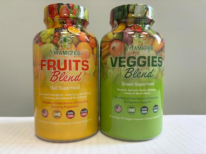 Fruits and Vegetables Supplements With BioPerine Contains 38 Fruits &amp Vegetables Super Food Powder Supplements Formula For Overall Health &amp Nature Energy Boost for Adults Men &amp Women - Ma
