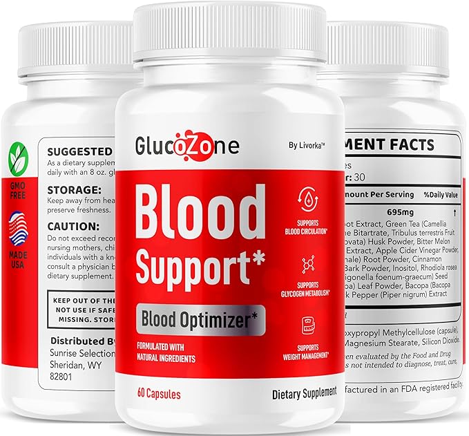 (3 Pack) GlucoZone Blood Support - GlucoZone Capsules Support Optimizer Supplement All Natural Advanced Formula Pills Premium Vitamins for Health &amp Wellness 180 Capsules for 3 Months