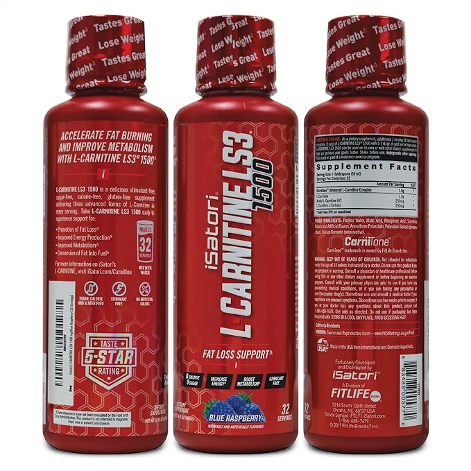 iSatori L-Carnitine LS3 Blue Raspberry 1500mg (32 Servings) Ultra CLA (90 Softgels) Liquid L-Carnitine with Acetyl Omega 3 6 9 Safflower Oil