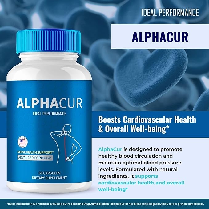 AlphaCur for Neuropathy Advanced Formula Capsules Official AlphaCur for Nerve Pain Supplement Pills - Maximum Strength All Natural Healthy Circulation &amp Stable Levels Alpha Cur Reviews (3 Pack)