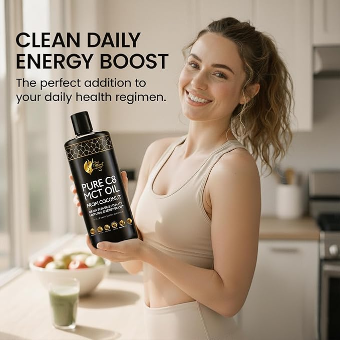 Cocó March N.M.D. Pure C8 MCT Oil from Coconut for Energy Metabolism &amp Brain Support Keto &amp Fasting Friendly Gluten-Free Vegan &amp Unflavored - Perfect in Coffee Tea &amp Smoothies 32