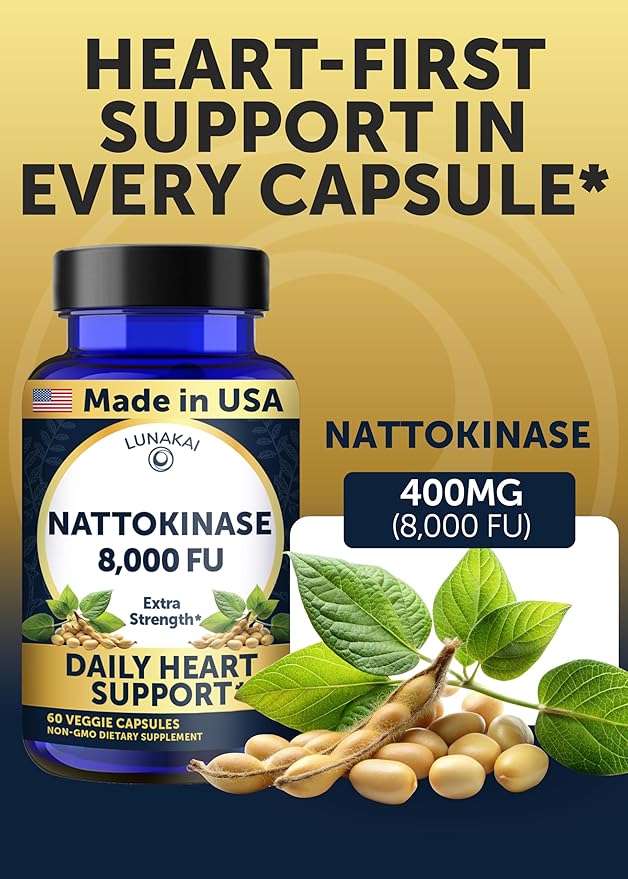 Lunakai USA Made Nattokinase 8000 FU Capsules + Super Chol Gummies Bundle – Non-GMO – 60ct Each