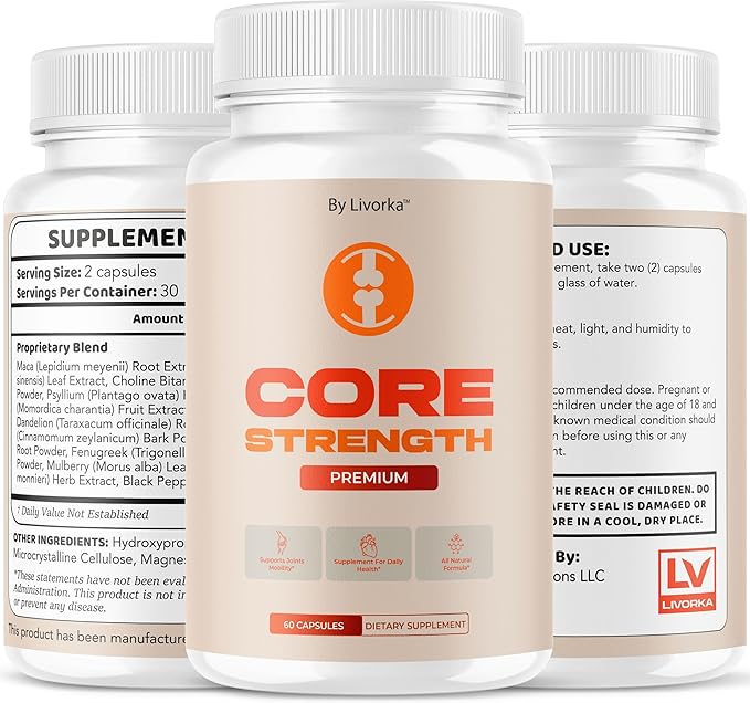 (3 Pack) Core Strength - Official Core Strength Premium Capsules All Natural Ingredients Advanced Formula Daily Pills Overall Health &amp Wellness Support Vitamin Reviews 180 Capsules for 3 Months