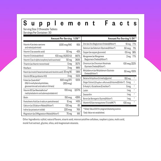 Seeking Health Prenatal Essentials Chewable - Prenatal Support Supplement with Riboflavin - Formula Supports Immune Health &amp Methylation - B12 Supplement to Support Genetic Development - 60 Tablet