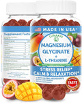 Lunakai USA Made Magnesium Glycinate Gummies with L-Theanine for Kids &amp Adults – 420mg Magnesium Supplement for Calm Sleep &amp Stress Support 60ct