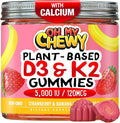 OH MY CHEWY Double-Flavored Vitamin D3 K2 &amp Calcium Fluffy Gummies - Supplement for Healthy Teeth Bone &amp Energy - 5000 IU D3 120 mcg K2(MK-7) 120 mg CA - Vegan &amp Non-GMO - 60 Count