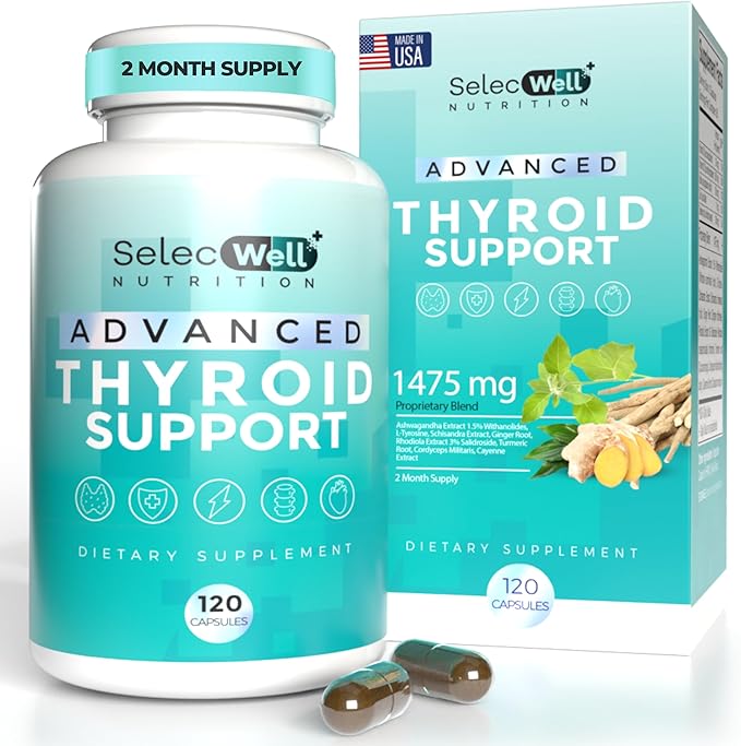 Advanced Thyroid Support 2 Month Supply – Supports Energy Focus &amp Hormone Balance – with Iodine Selenium Ashwagandha &amp L-Tyrosine (Vegetarian Non-GMO)