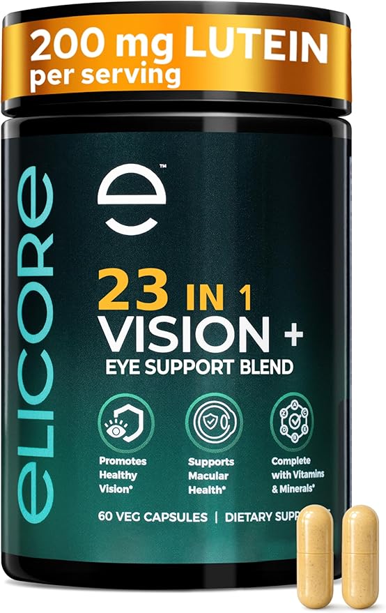 Premium Eye Vitamins – 200 mg Lutein and Zeaxanthin Supplement – Clear Vision &amp Eye Health Support* – 23 in 1 Complex with Lutein Zeaxanthin Vitamins &amp Minerals – 60 Veg Caps