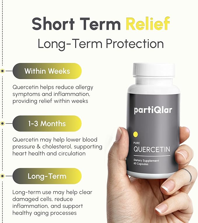 partiQlar Quercetin 500mg Capsules - High Potency Quercetin Supplement for Immune Support &amp Cardiovascular Health - Bioavailable Antioxidant Bioflavonoid - 60 Veggie Capsules