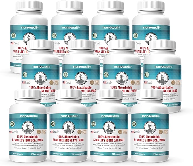 NANOWELL Sean Lee's iBone Cal Mag - Bone Health Calcium &amp Magnesium Supplement - 120 Vegetable Capsules 30 Day Supply