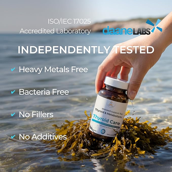 Thyroid Support Supplement for Women &amp Men – Organic Seaweed Iodine Formula with Kelp Bladderwrack &amp Dulse – Plant-Based No Synthetic Iodine – Supports Healthy Thyroid Function – 90 Capsules