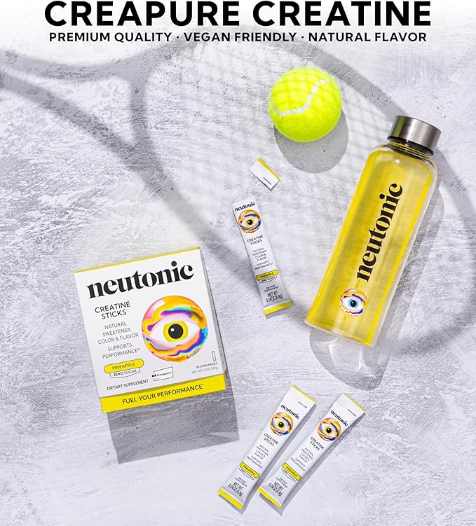 Neutonic Creatine Monohydrate | Pineapple Flavored | Premium Micronized Creapure Creatine Powder | Supports Strength and Power | Zero Sugar Vegan | Convenient Single-Serve Packets | 30 Sticks