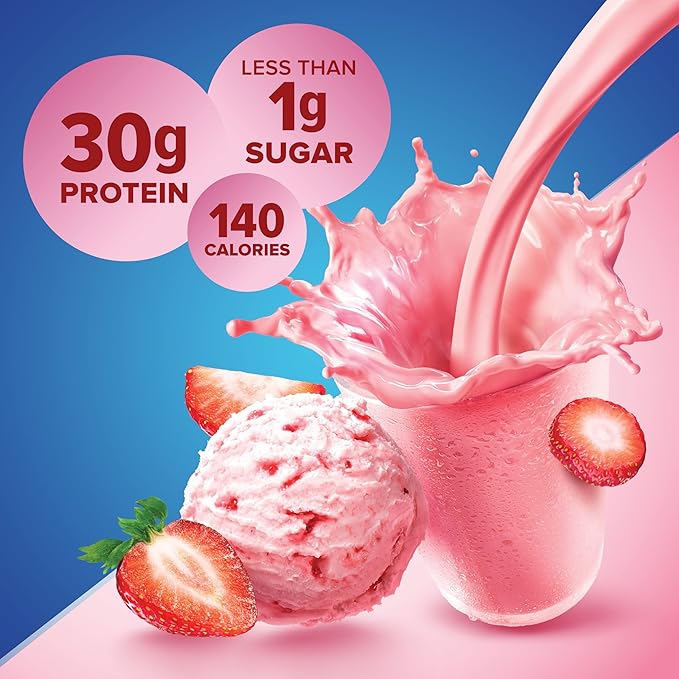 Pure Protein Strawberry Protein Shake 30g Complete Protein Ready to Drink and Keto-Friendly Vitamins A C D and E plus Zinc to Support Immune Health 11oz Bottles 12 Pack