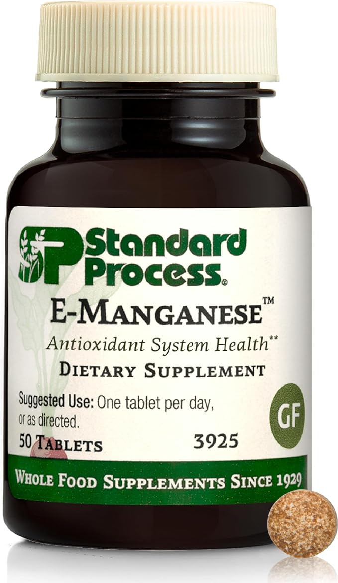 Standard Process E-Manganese - Antioxidant Health Support - Whole Food-Based Supplement with Vitamin E &amp Manganese - Supplement to Aid Cellular Health - 50 Tablets
