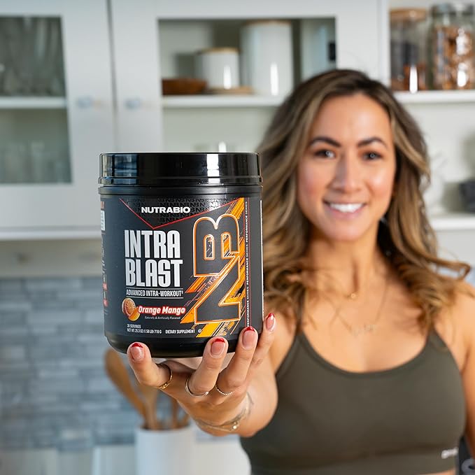 NutraBio Intra Blast Bcaa Powder Amino Acid Supplement Electrolyte &amp Hydration Blend Intra Pre Workout &amp Muscle Recovery 20g Eaa Amino Acids Powder 5g Glutamine- Orange Mango 30 Serving