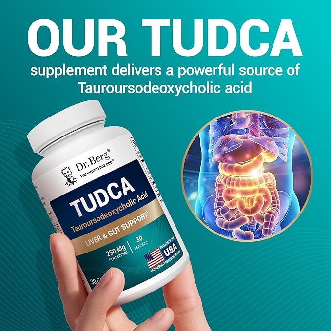 Dr. Berg TUDCA Supplement (Tauroursodeoxycholic Acid) - Powerful Formula for Liver Health Bile Flow Gallbladder Support and Digestive Health* - 30 Capsules
