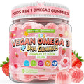 Kids Omega 3 DHA Gummies w/Vitamins D3 K2 C B6 Methyl B12 Luetin &amp PS No Fish Burps No Sugar Brain Eye &amp Immune Support Plant-Based Omega-3 from Algae Vegan DHA for Toddlers Childre
