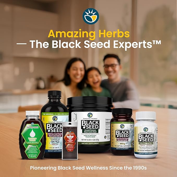 Amazing Herbs Premium Black Seed Oil - Gluten Free Non GMO Cold Pressed Nigella Sativa Aids in Digestive Health Immune Support Brain Function - 8 Fl Oz (Pack of 2)