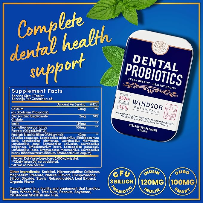 WINDSOR BOTANICALS Lactobacillus Salivarius Probiotic and Dental Probiotics Oral Health Bundle