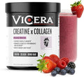 Creatine + Collagen Powder Berry Flavor Creatine Monohydrate and Collagen Supplement with Probiotics Gluten Free Non GMO Easy to Digest Formula 30 Servings 13.8 Oz