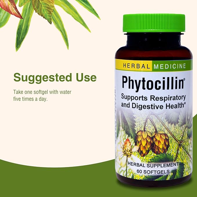 Herbs Etc. Phytocillin - Respiratory &amp Digestive Health Support Supplement - Herbal Formula to Support Digestion - Support Healthy Breathing - 60 Softgels (60 Servings)