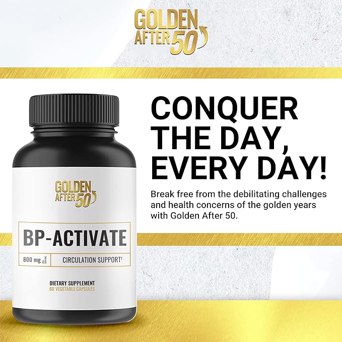 Golden After 50 BP-Activate - Nitric Oxide Supplement with Essential Amino Acids - Blood Circulation and Heart Health Support Supplement - 3 Bottles - 800mg L Arginine AAKG L Citrulline