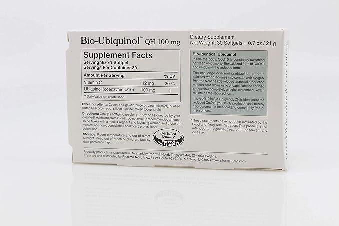 Pharma Nord Bio-Ubiquinol QH 100 mg – Antioxidant for Energy Heart &amp Fertility Support Non-GMO Gluten-Free 30 Softgels