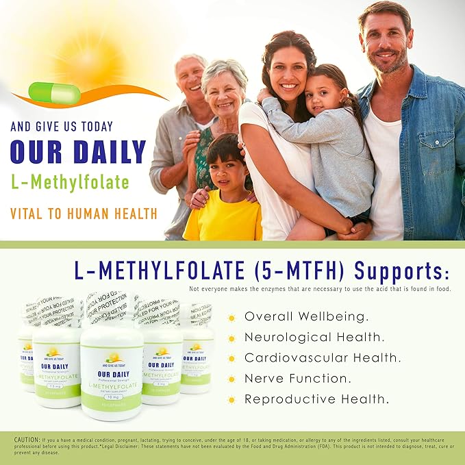 Our Daily Vites L-Methylfolate 7.5mg/7500mcg – Active 5-MTHF Folate Supplement – High Potency Methyl Folate – Supports Energy &amp Overall Wellness – Vegan Non-GMO Capsules – 90 Servings