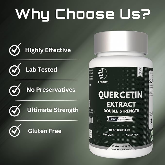 Quercetin Extract Capsules Non-GMOGluten-Free Vegetarian Supports Overall Health Strength Energy (120 Capsules)