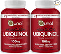 Qunol Mega Ubiquinol Coq10 100mg Superior Absorption Patented Water and Fat Soluble Natural Supplement Form of Coenzyme Q10 Antioxidant for Heart Health 60 Softgels Pack of 2
