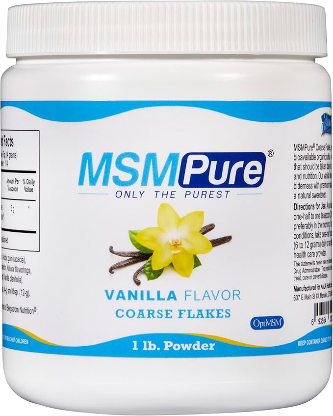KALA HEALTH MSMPure Vanilla Flavored MSM Coarse Flakes 1lb and MSM Gel with Organic Aloe 8oz Bundle