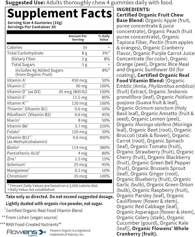 Garden of Life Organics Men 40+ Gummy Vitamins - Berry - Certified Organic Non-GMO Vegan Kosher Complete Multi - Methyl B12 C &amp D3 - Gluten Soy &amp Dairy Free 120 Real Fruit Gummies