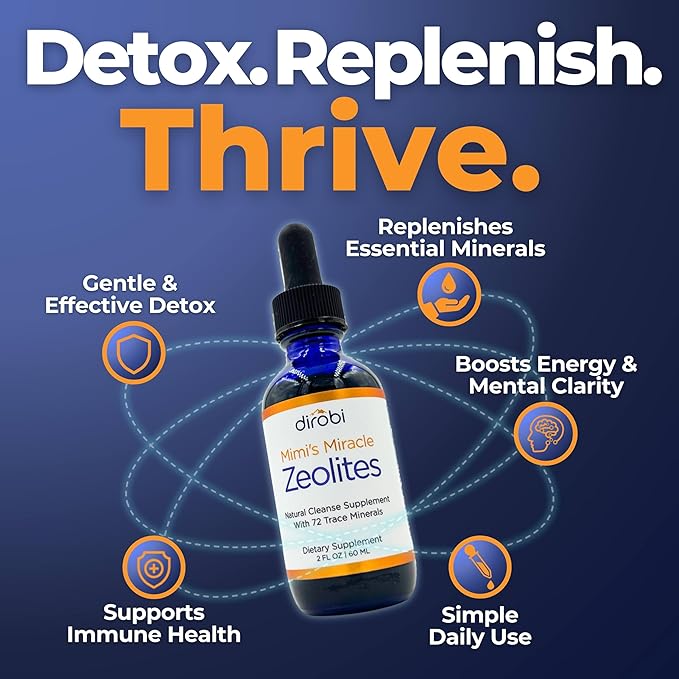 Mimi's Miracle Zeolites: Heavy Metal Detox Zeolite Supplement Drops with 70 Trace Minerals for Adults &amp Kids - Supports Cell Restoration Immune &amp Digestive Tract Health (4 oz Bottle 60 Day S