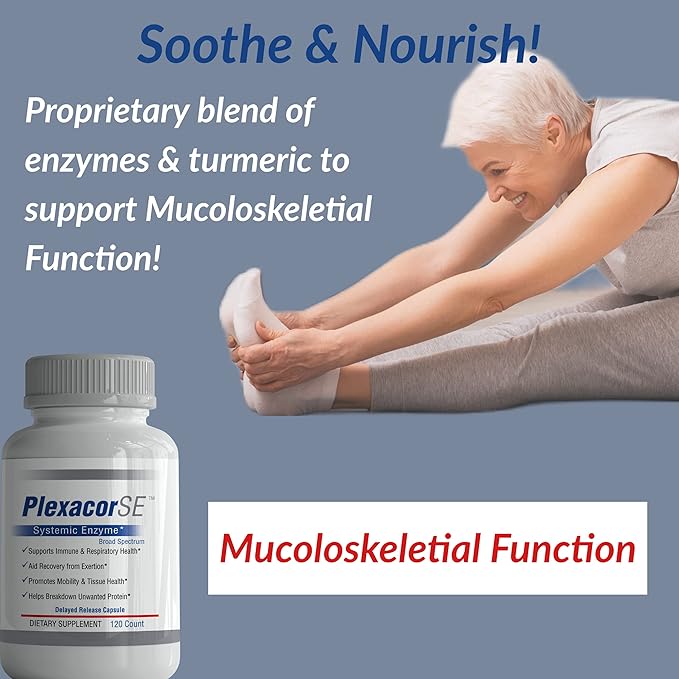 New Plexacor Multi-Enzymes Fibrin Defense 6-in-1 SuperEnzyme Blend with Rutin Serrapeptase &amp Superior Turmeric for Healthy Immune Support - 120 Count