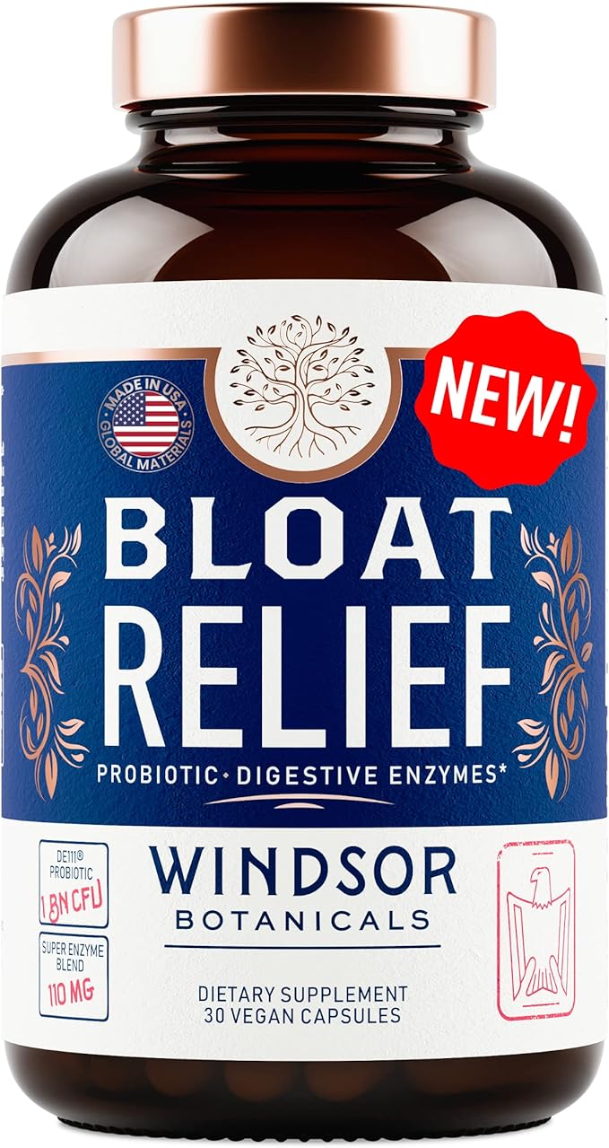 Bloat Relief Probiotic and Digestive Enzymes - Anti Bloating Turmeric Fennel Bromelain IBS Supplement - Detox Debloat Capsules Gas - Bloating Relief for Women and Men - 30 Gut Health Pills