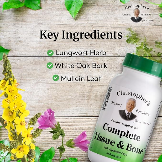 Christopher's Original Formulas Complete Tissue &amp Bone Formula – 100 VCaps | Herbal Support for Bones &amp Connective Tissue - Pack of 2