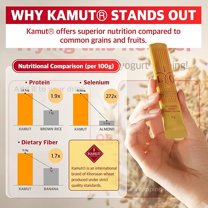 ILO Kamut Enzyme Complex – Digestive Health and Natural Metabolic Activation – Fermented Ancient Grains with Spicy Botanicals 30 Sticks