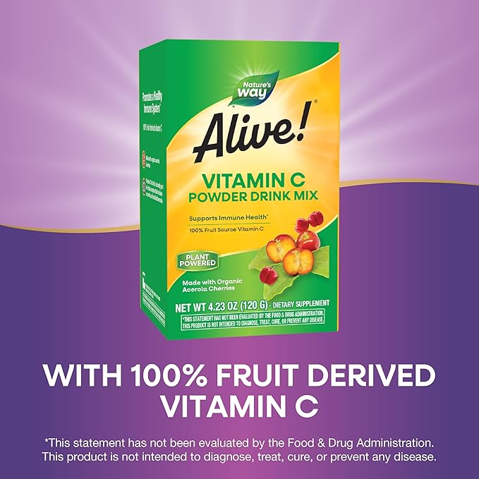 Nature's Way Alive! Vitamin C Powder Drink Mix from Organic Acerola 4.23 oz.
