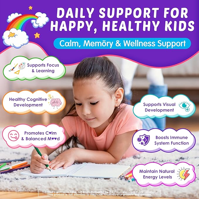 Nextdia L-Lysine 500/1000mg Filled Gummies Support Immune+Kids Brain Booster Supplement for Focus &amp Attention
