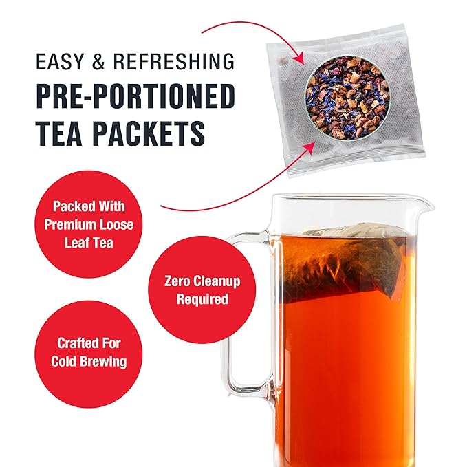 Tiesta Tea - Blueberry Wild Child Cold Brew Loose Leaf Blueberry Hibiscus Herbal Tea Non-Caffeinated Iced Blend Cold Brew Packets Makes 64oz Pitcher Per Bag (Pack of 10)