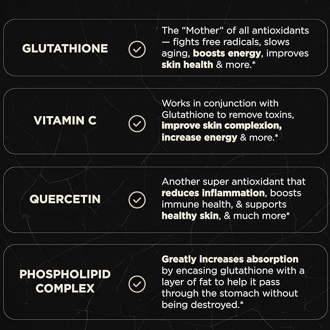 2150mg Super Liposomal Glutathione Supplement w. Vitamin C Quercetin &amp Pure L Glutathione 2000mg Triple Action Formula Glutathione Liposomal Supplement w. Phospholipid Layer - 90 Pills Non-GMO