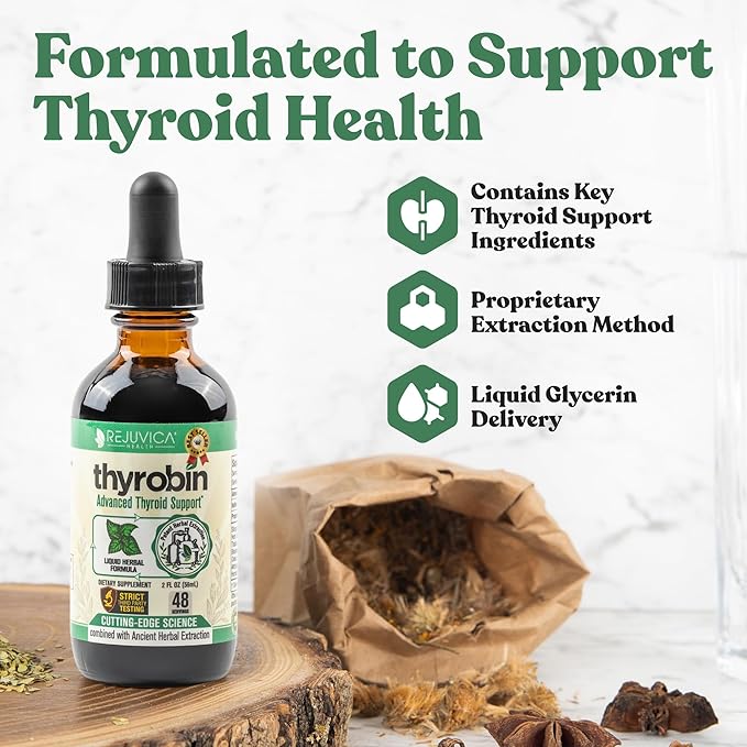 Thyrobin - Advanced Thyroid Support Supplement - Liquid Delivery for Better Absorption - Iodine Stinging Nettle Kelp Astragalus Ashwagandha &amp More!