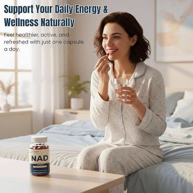 NAD+ Nicotinamide Riboside Chloride Capsules – 30 Capsules Dietary Supplement – Plant-Based Non-GMO Soy-Free 100% Vegan – Daily Nutritional Support Third-Party Lab Tested