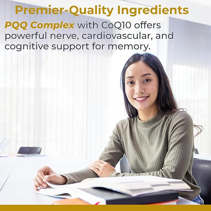 Premier Research Labs Premier PQQ Complex with CoQ10 - Coenzyme Q10 Co Q 10 Supplement with Pyrroloquinoline Quinone (PQQ) for Antioxidant Brain &amp Heart Support - 60 Vegetarian Capsules