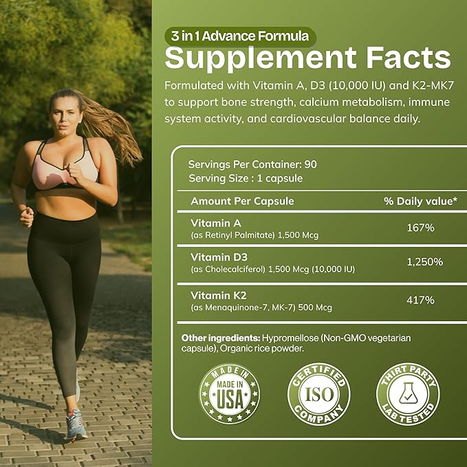 Daily Vites ADK 10 Vitamin Supplement – 180 Capsules – High Potency Vitamin A D3 10000 IU &amp K2-MK7 – Physician Formulated for Bone Heart &amp Immune Support – Non-GMO Gluten Free (2 Pack)